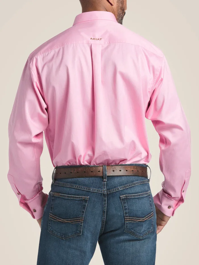 Ariat 10016692 Mens Solid Twill Classic Fit Shirt Prism Pink