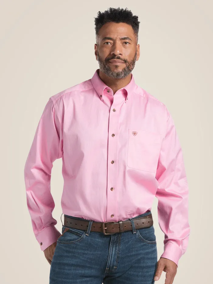 Ariat 10016692 Mens Solid Twill Classic Fit Shirt Prism Pink