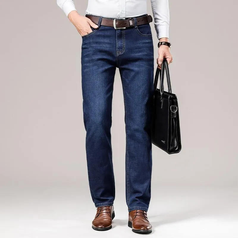 Autumn Casual Men's Cotton Stretch Loose Fit Denim Baggy Business Jeans