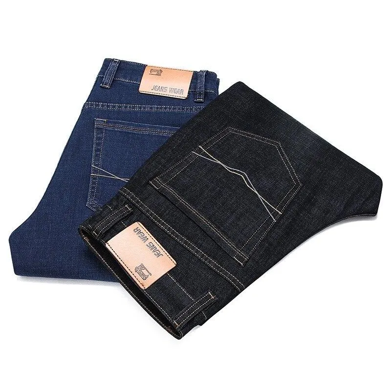 Autumn Casual Men's Cotton Stretch Loose Fit Denim Baggy Business Jeans