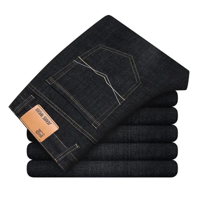 Autumn Casual Men's Cotton Stretch Loose Fit Denim Baggy Business Jeans