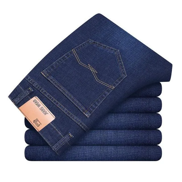 Autumn Casual Men's Cotton Stretch Loose Fit Denim Baggy Business Jeans