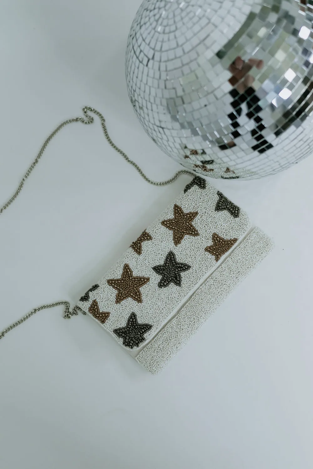 Counting Stars Beaded Bag, White