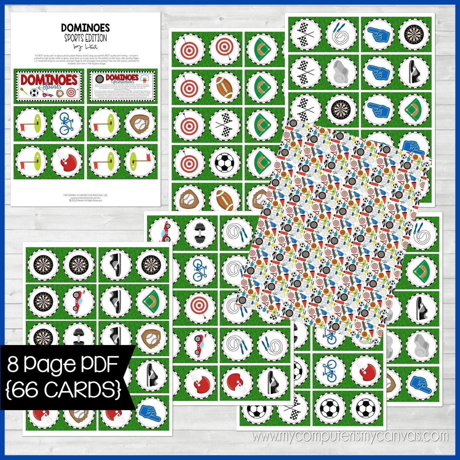 DOMINOES Game {Sports} PRINTABLE