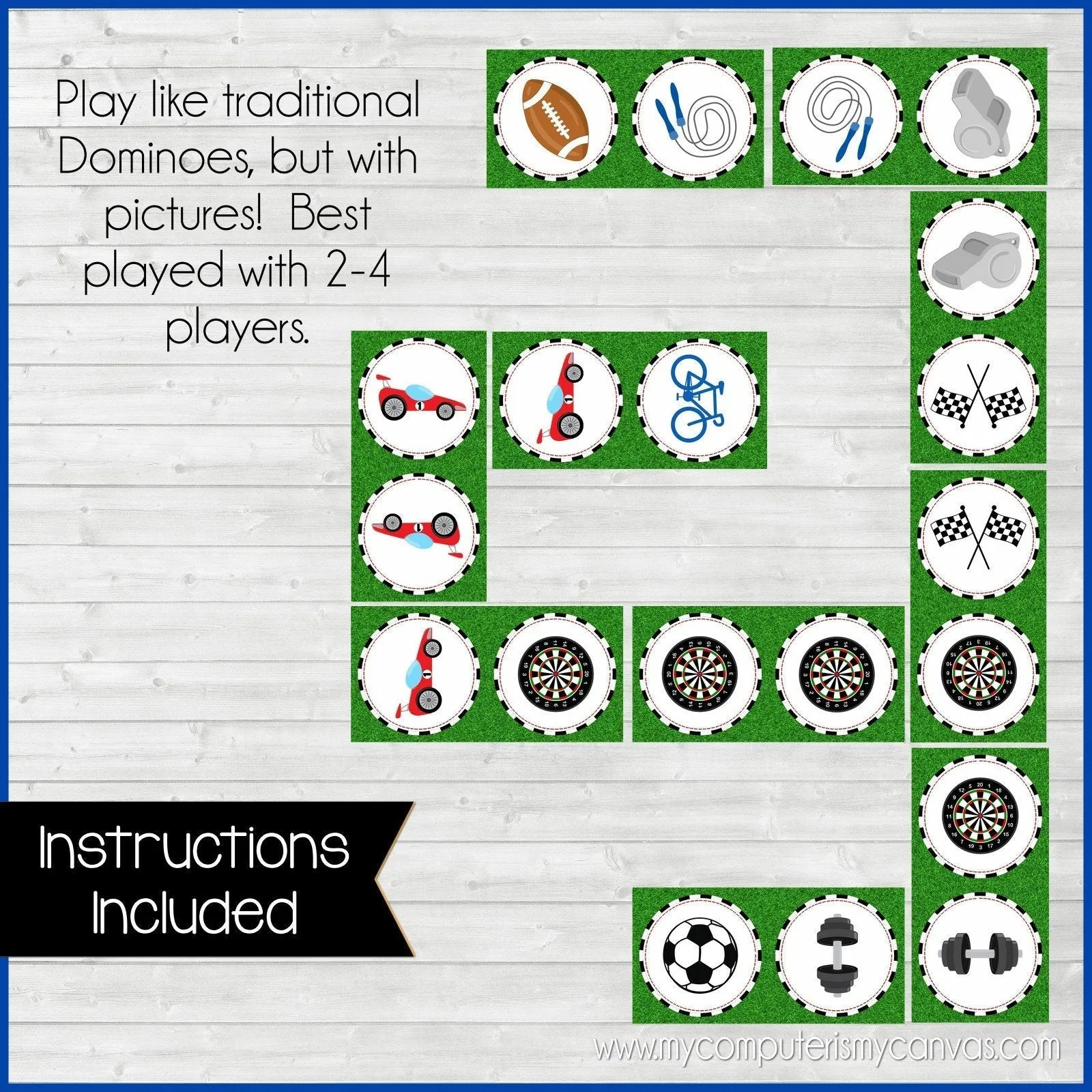 DOMINOES Game {Sports} PRINTABLE