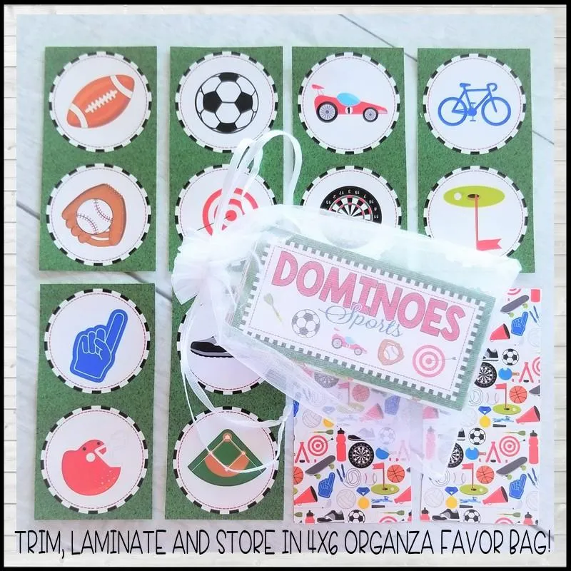 DOMINOES Game {Sports} PRINTABLE