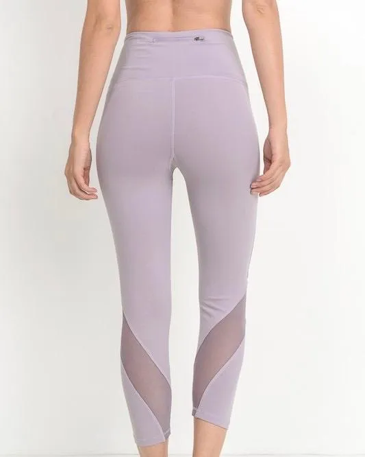 Final Sale - Active Hearts - Wave Mesh High Waist Sports Leggings in Lavender