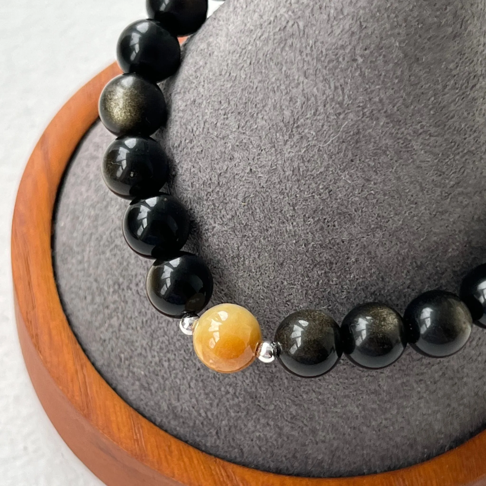 Gold Sheen Obsidian & Golden Jade Men Bracelet