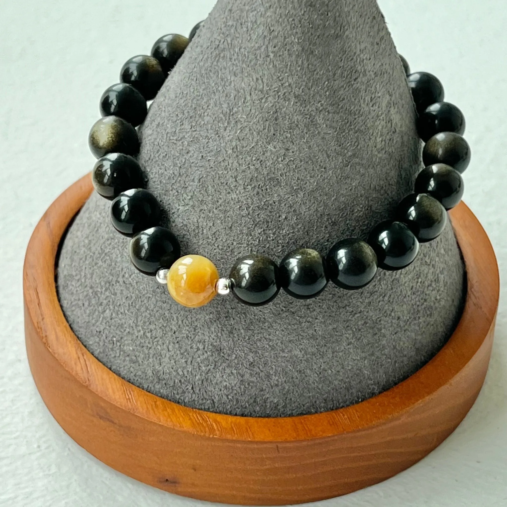 Gold Sheen Obsidian & Golden Jade Men Bracelet