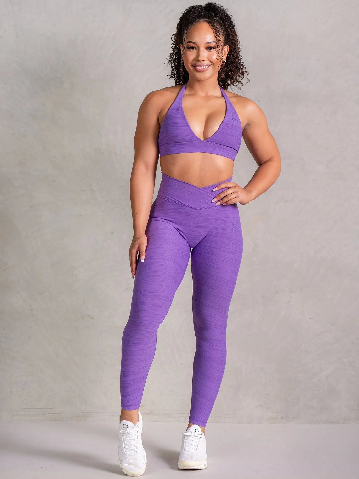 Icon V Neck Sports Bra - Violet Marl