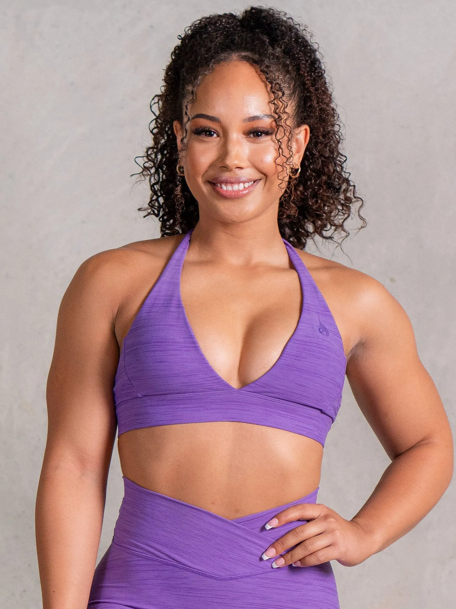 Icon V Neck Sports Bra - Violet Marl