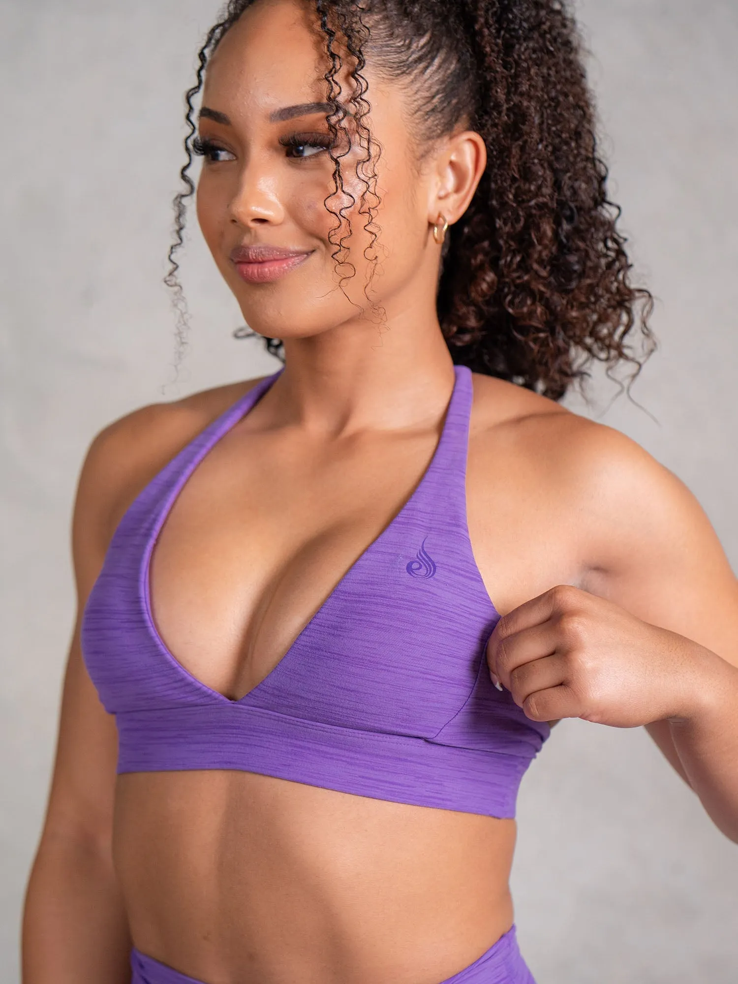 Icon V Neck Sports Bra - Violet Marl