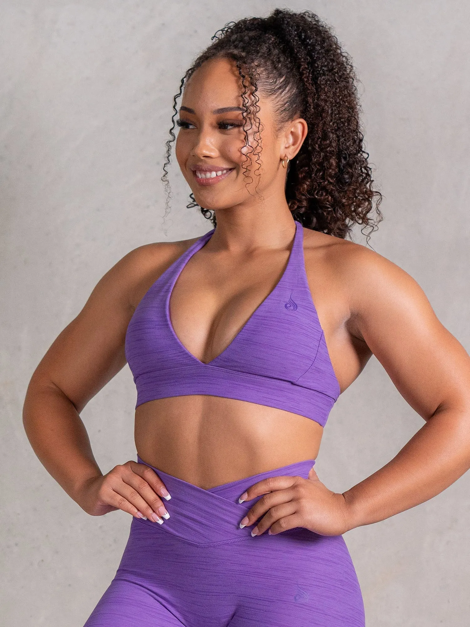 Icon V Neck Sports Bra - Violet Marl