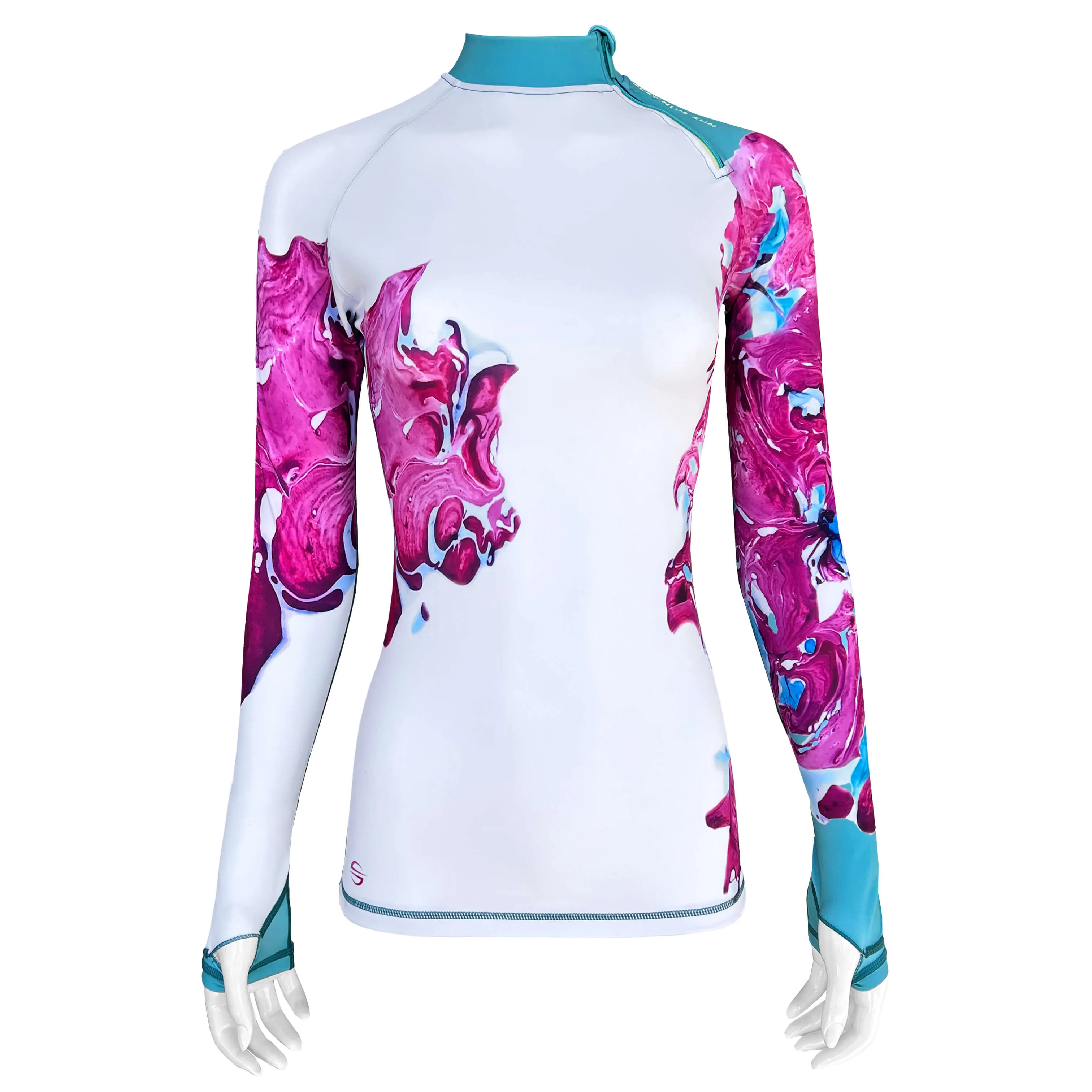 Long Sleeve Rash Guard for Women UPF 50  | Art - Marble Dawn