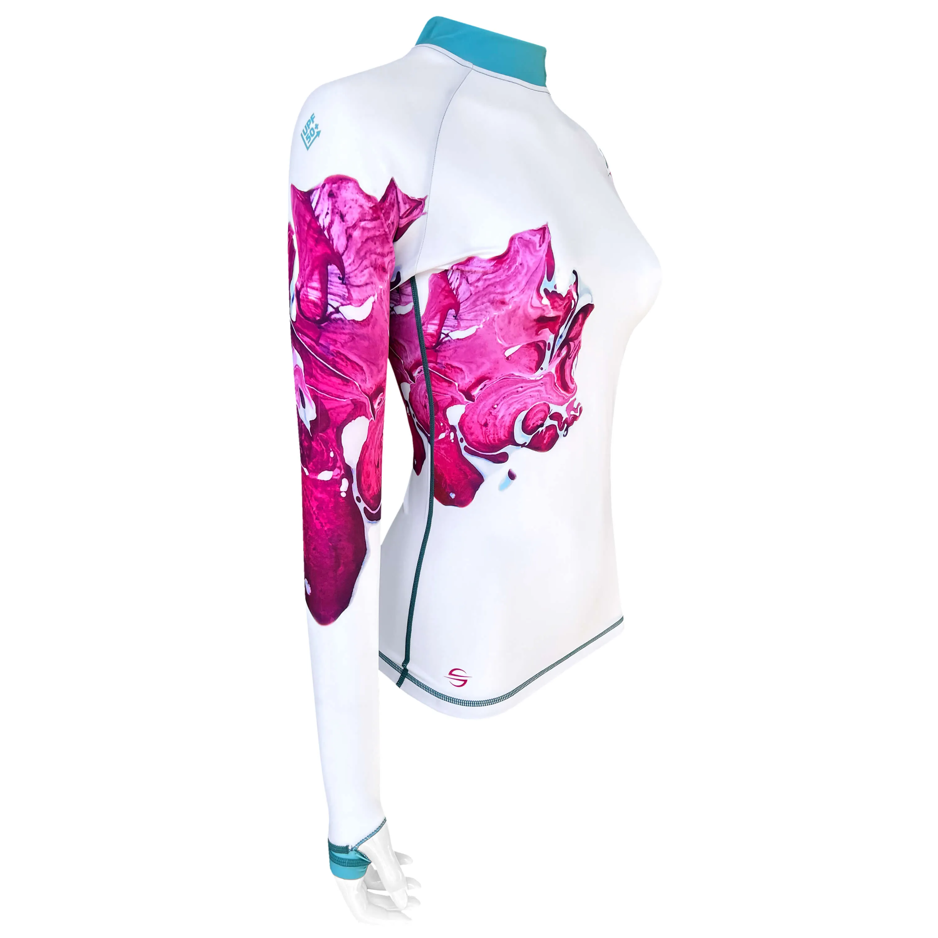 Long Sleeve Rash Guard for Women UPF 50  | Art - Marble Dawn