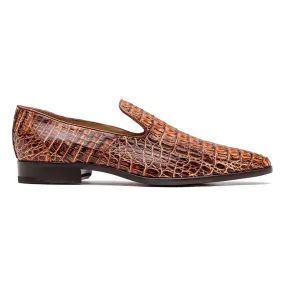 Marco Di Milano Trento Rustic Cognac Caiman Crocodile Slip-On