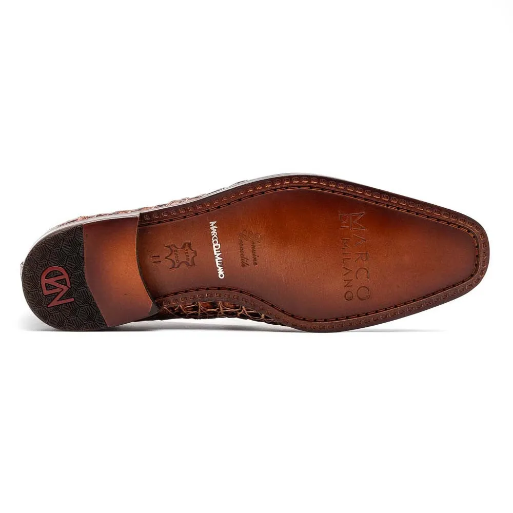 Marco Di Milano Trento Rustic Cognac Caiman Crocodile Slip-On