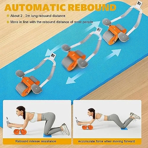 New Abs roller Wheel, Automatic Rebound 2 In 1 For Abs Workout, Abdominal Fitness Wheel for men women, Dynamic Core Trainer Plank Exercise Wheels For Home Gym Fitness