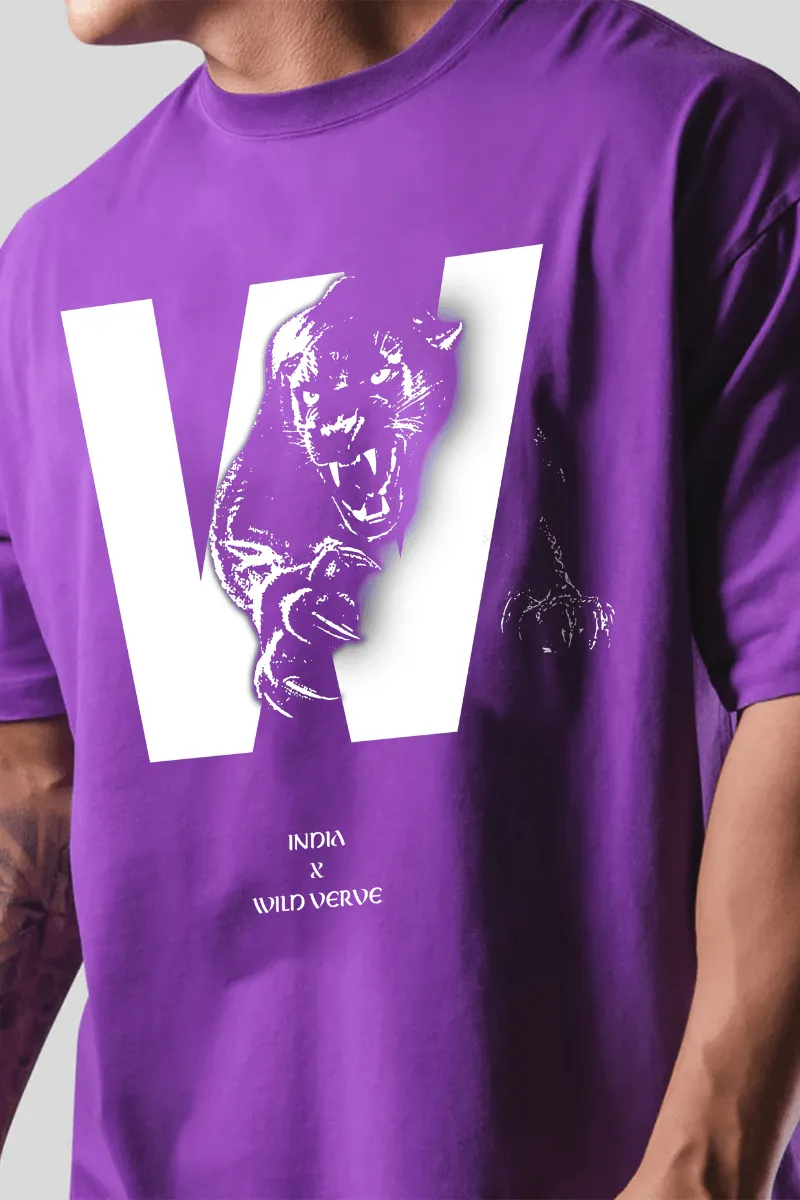 PANTHER W OVERSIZED T-SHIRT (PURPLE)