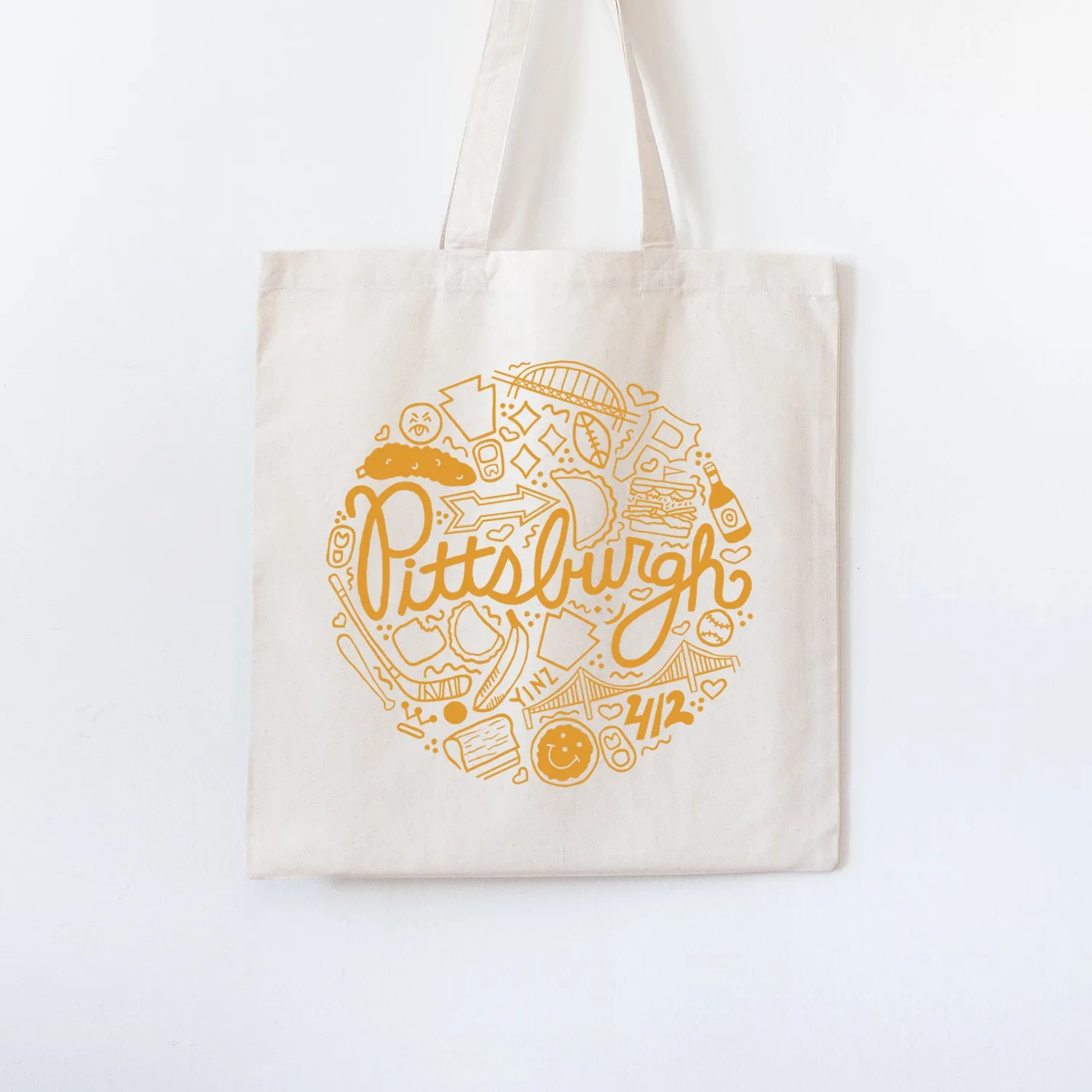 Pittsburgh tote bag, Pittsburgh icons gift, Pittsburgh Pennsylvania souvenir