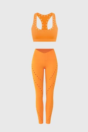 Racerback Laser Cut Sports Bra   V-waist Laser Cut Sports Legging