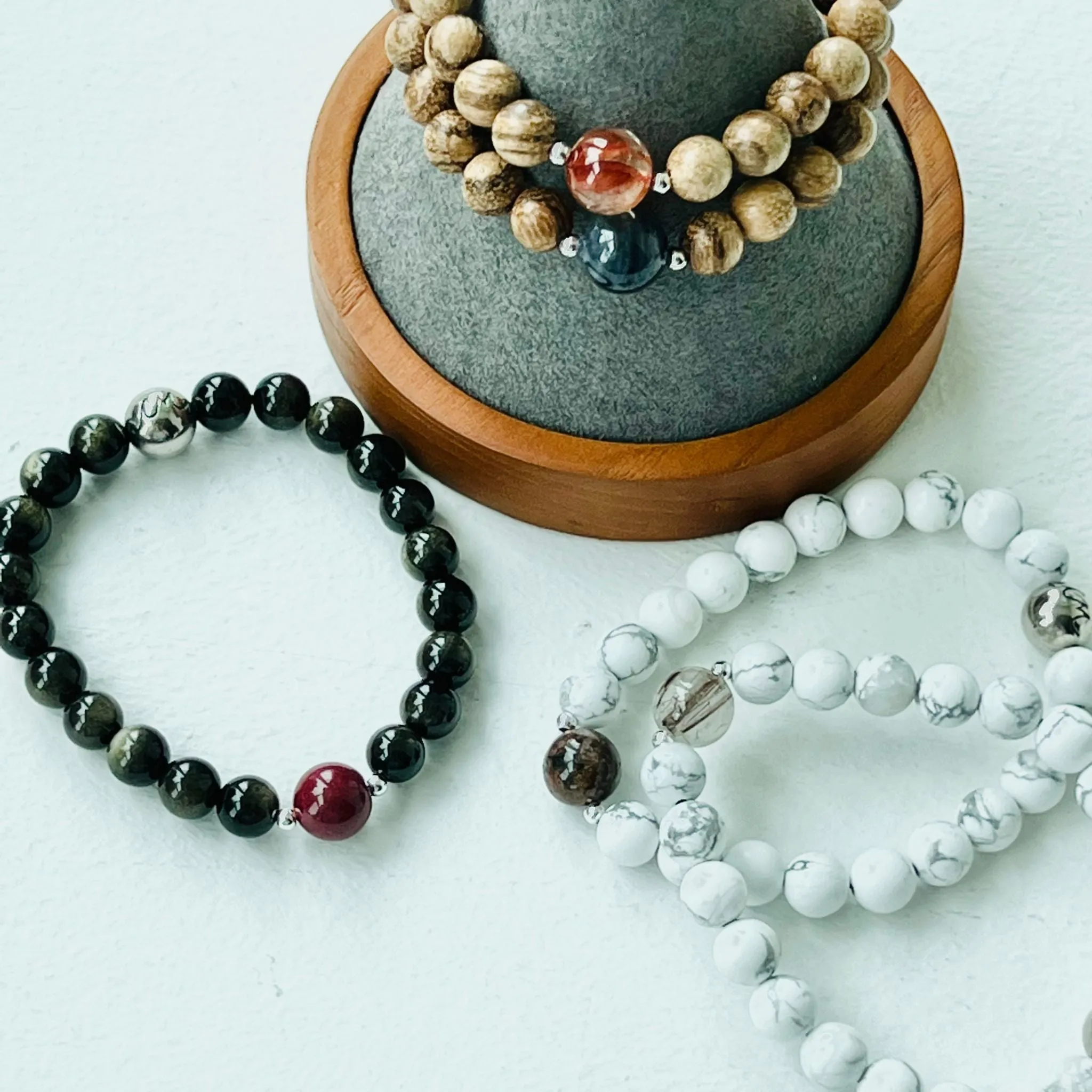 Red Copper Rutilated Quartz & Howlite Men Bracelet