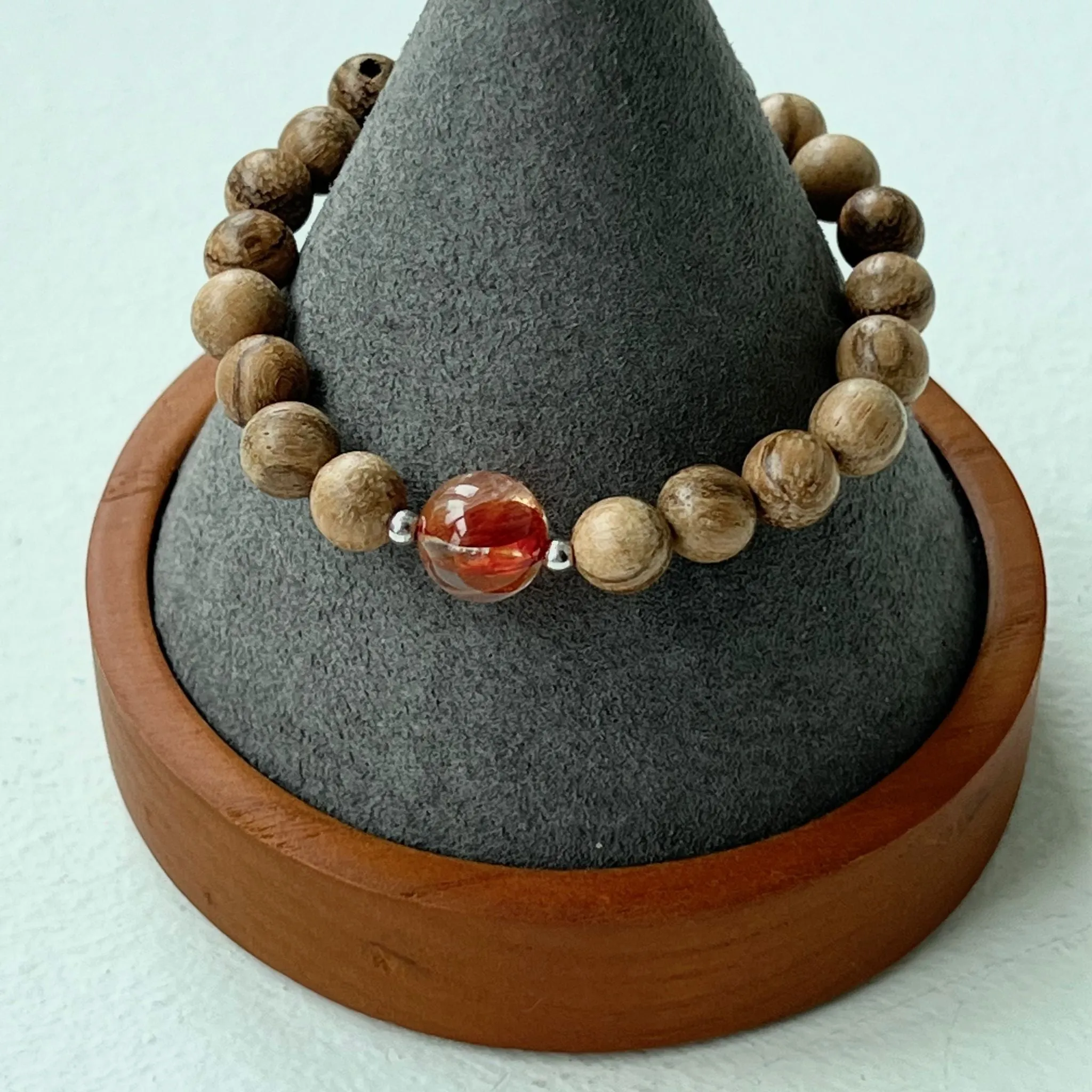 Red Hematoid & Agarwood Men Bracelet