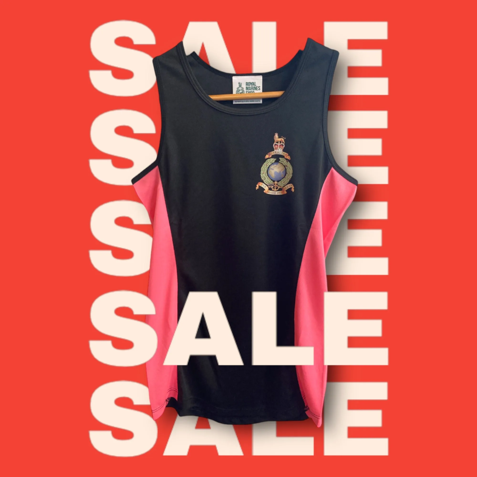 Royal Marines Ladies Cool Gym Vest - BLACK & PINK