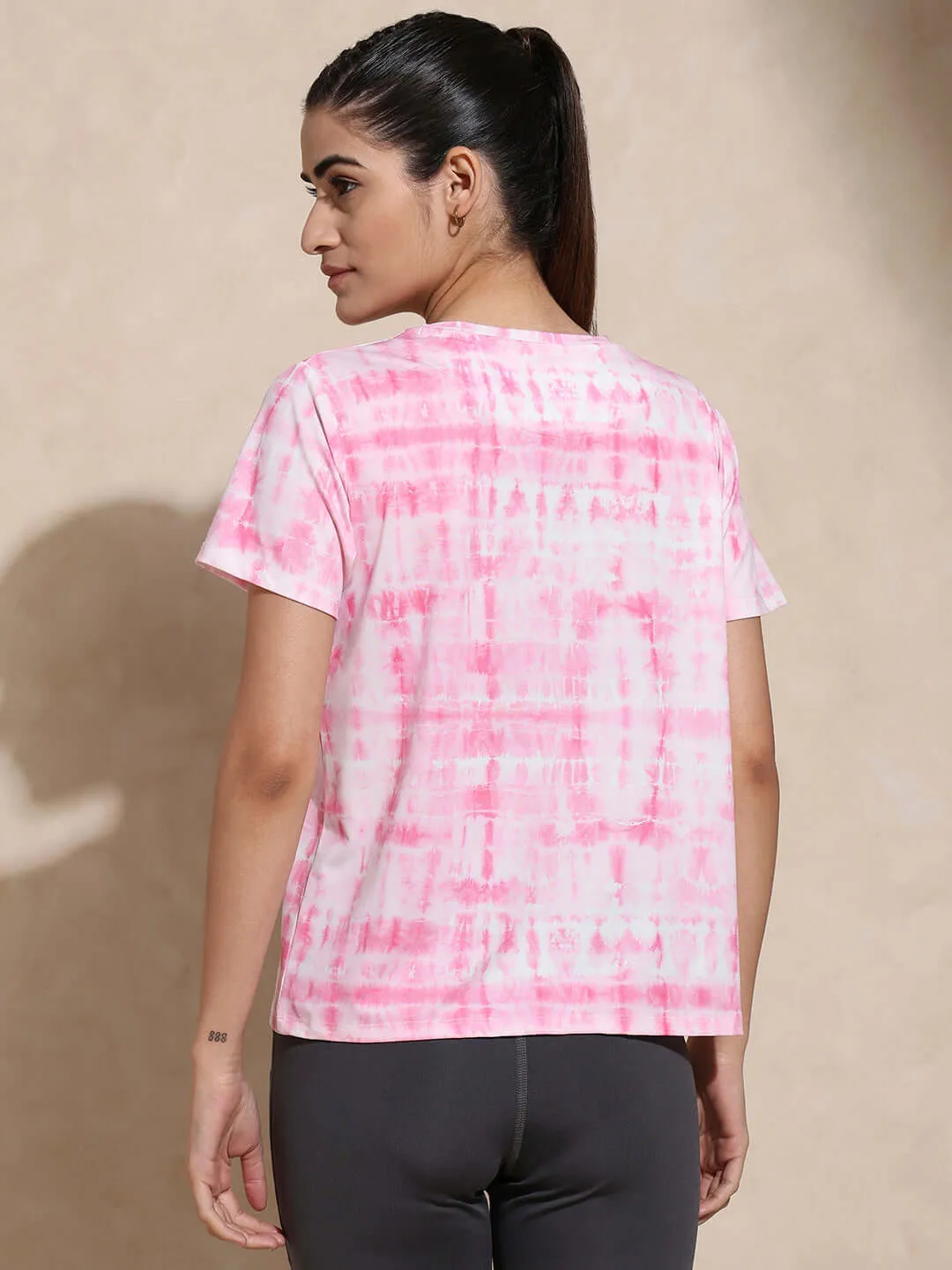 Shibori Wicking Tee Pink